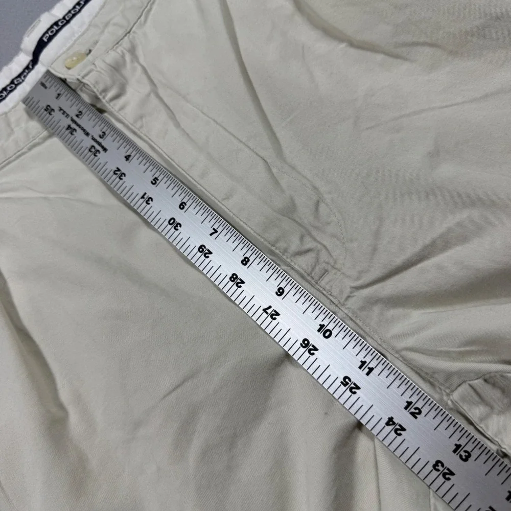 Polo Golf Ralph Lauren Mens Tan Beige Pleated Chino Shorts‎ Cotton Size 37